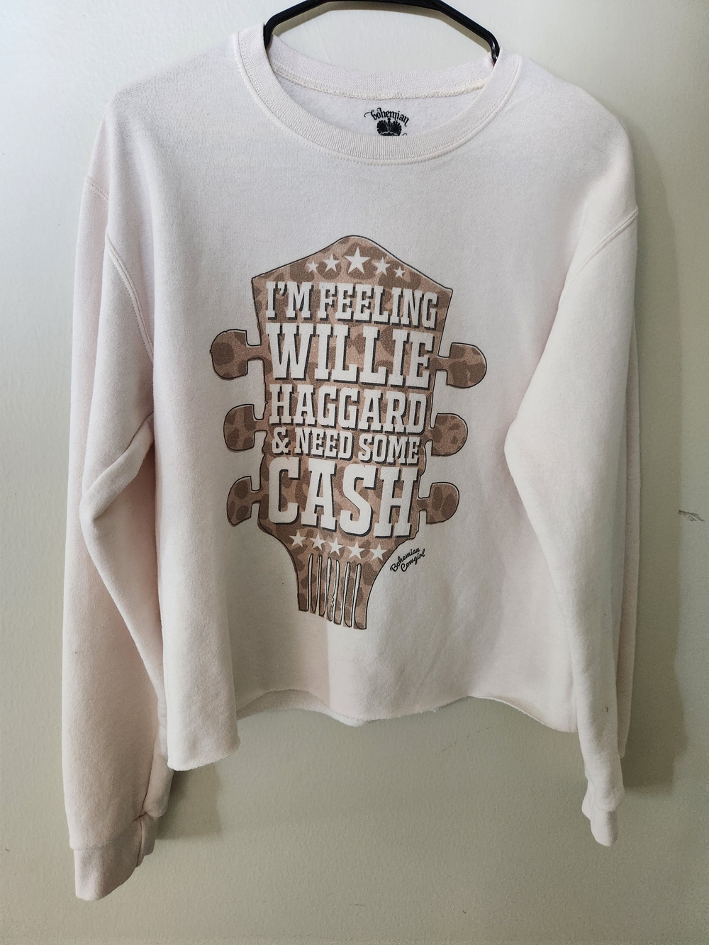 Bohemian Traders Light Graphic Sweatshirt with Brown Guitar Motif